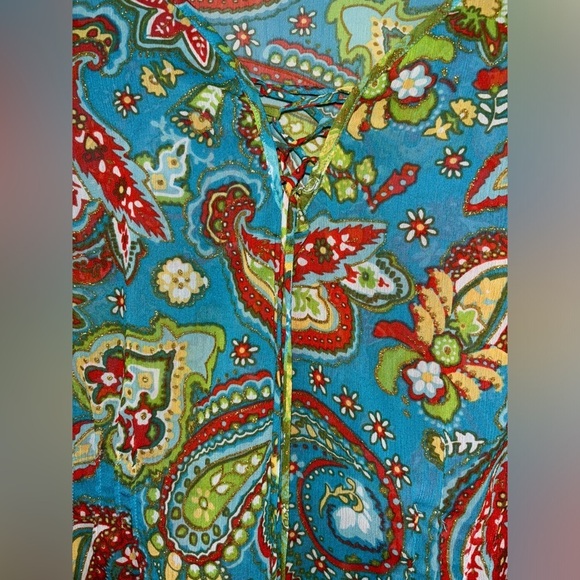 C.l.o.t.h.e.s Chiffon Sheer Paisley Peasant Top Women L‎ Boho Hippie Festive - Picture 5 of 7